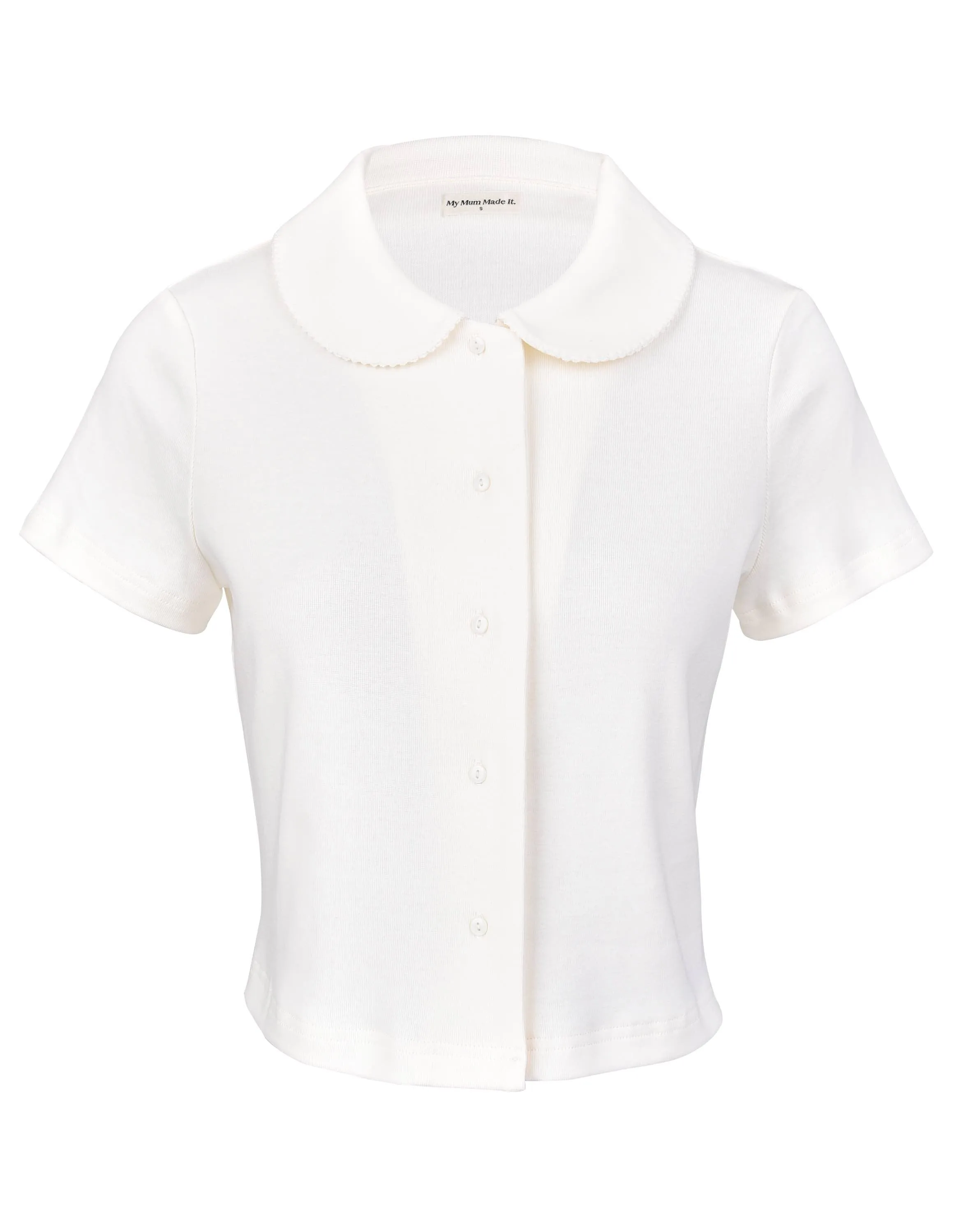 Lily Fitted Button Top - White sold by My Mum Made It
