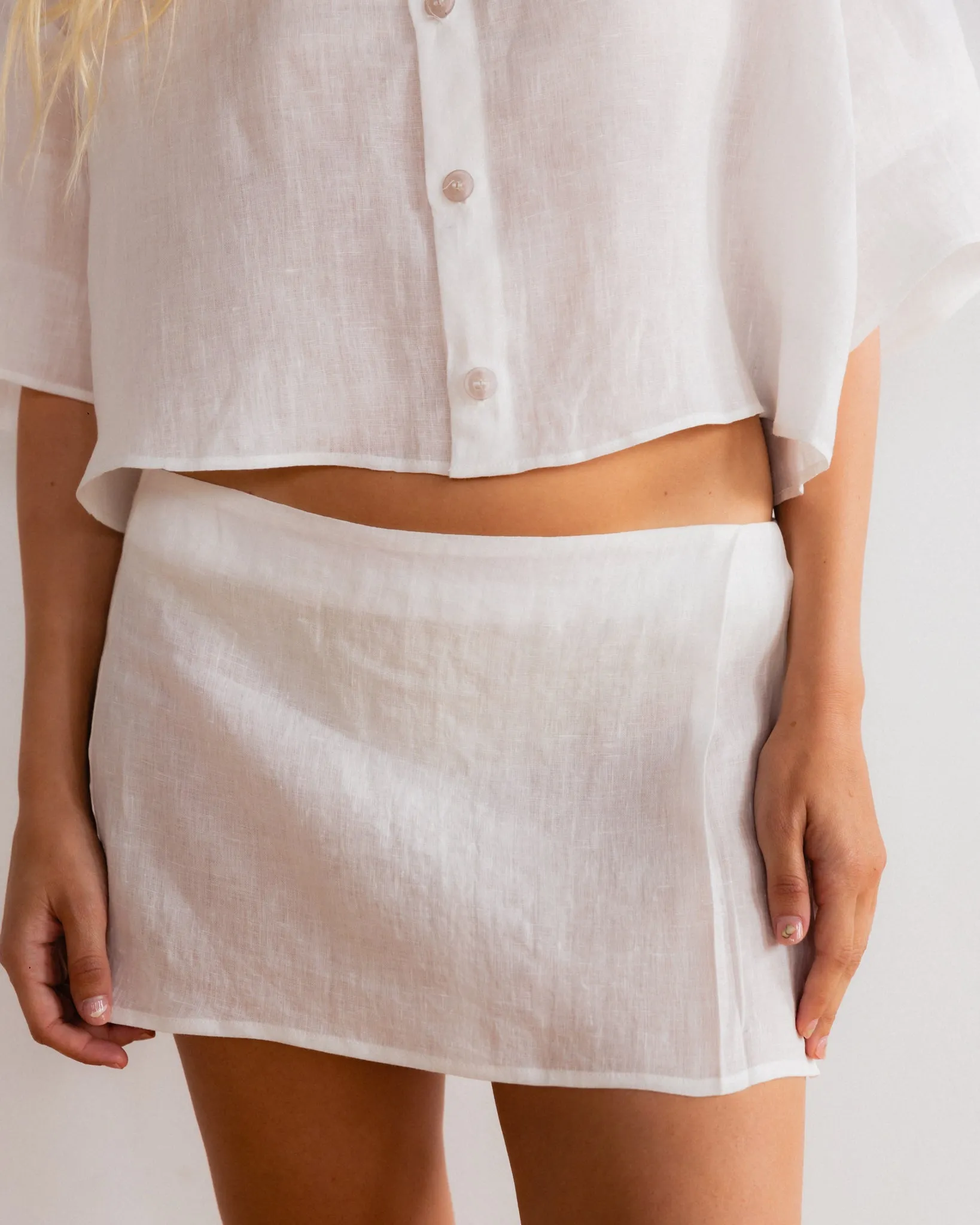 Linen Pleat Skirt - White sold by My Mum Made It product image thumbnail 5