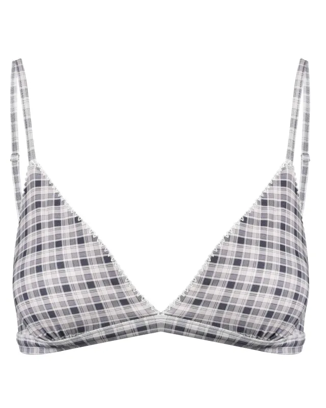 Breeze Bikini Top - Faded Blue Check sold by My Mum Made It