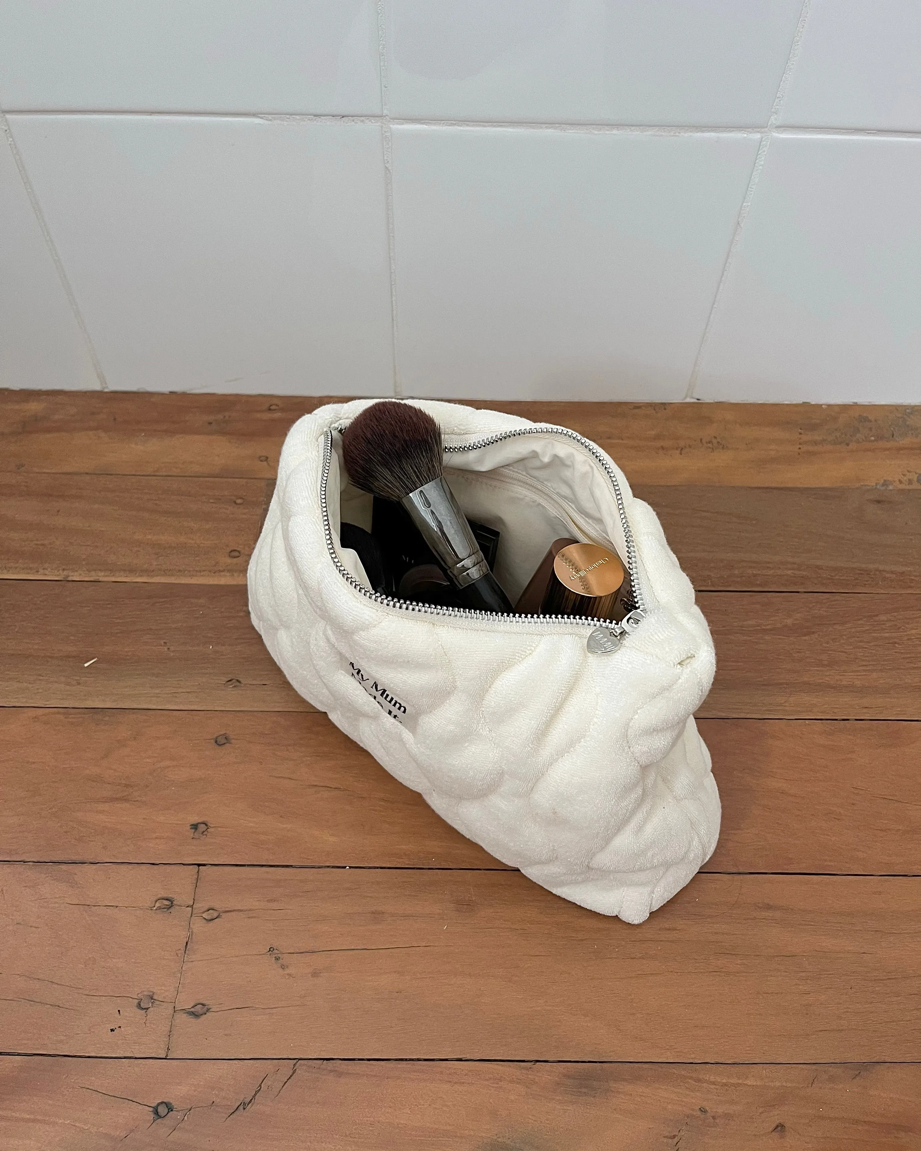 Quilted Toiletry Bag - Off-white Terry sold by My Mum Made It product image thumbnail 3