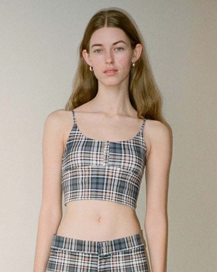 Recycled Poly Button Cami - Early Tide Plaid sold by My Mum Made It product image thumbnail 2