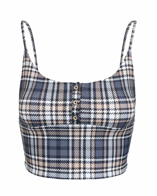 Recycled Poly Button Cami - Early Tide Plaid sold by My Mum Made It