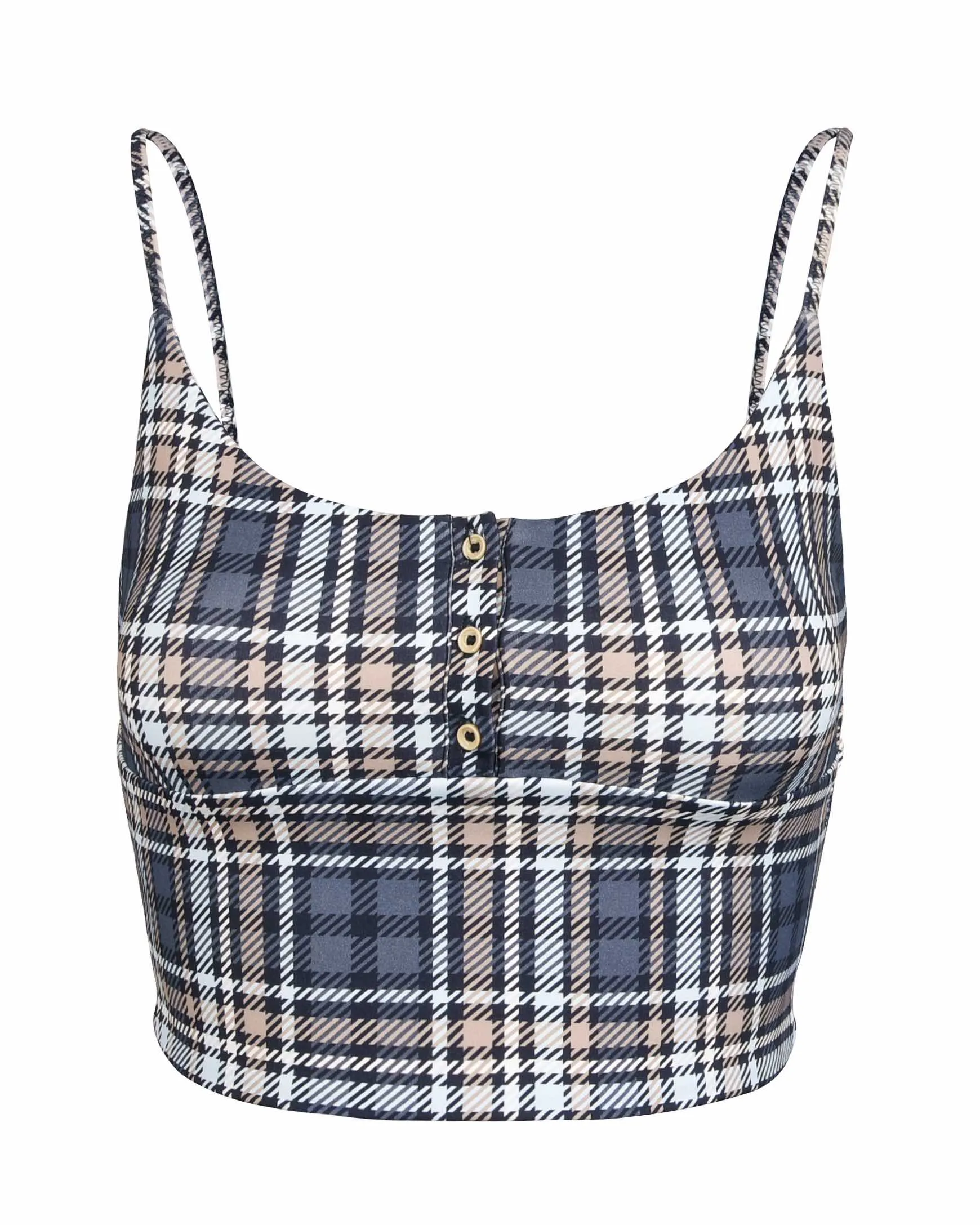 Recycled Poly Button Cami - Early Tide Plaid sold by My Mum Made It