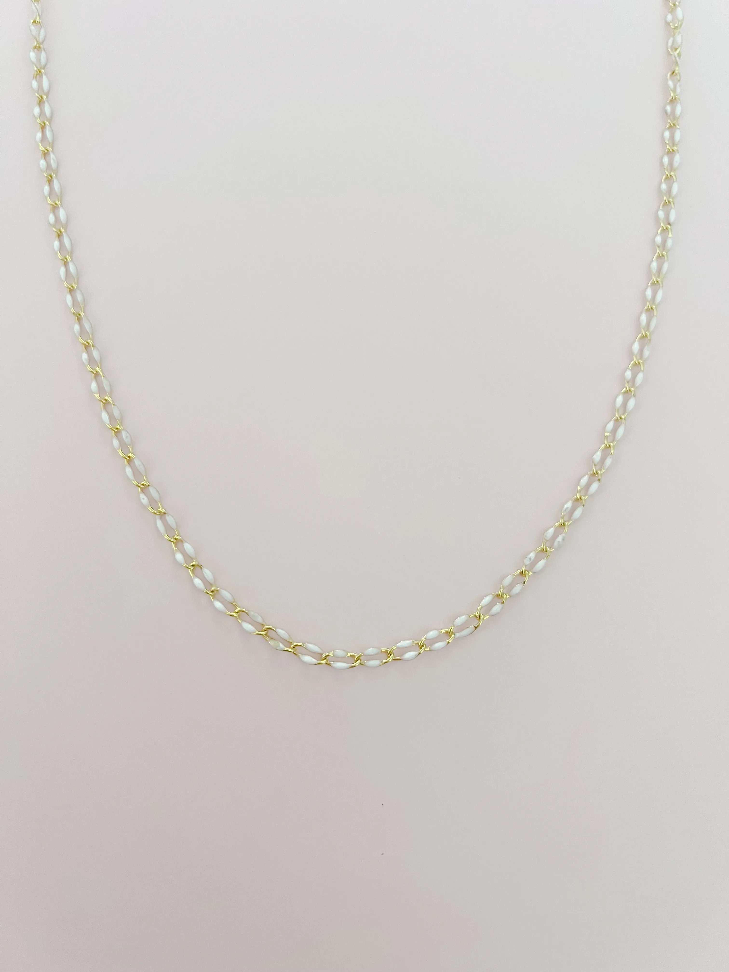 White Enamel Link Layering Necklace sold by Mermaid & Me