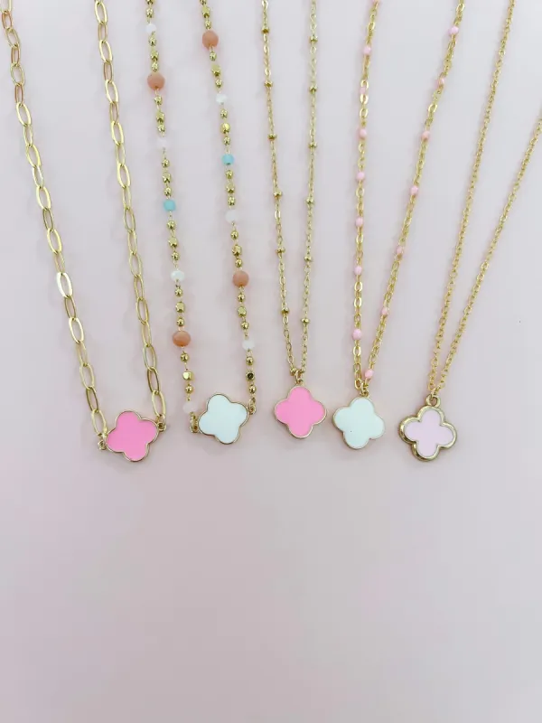 Pink or White Quatrefoil Necklace sold by Mermaid & Me