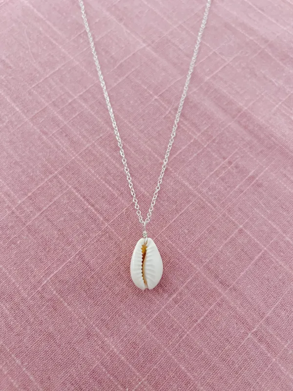 Sterling Silver Cowrie Shell Necklace sold by Mermaid & Me