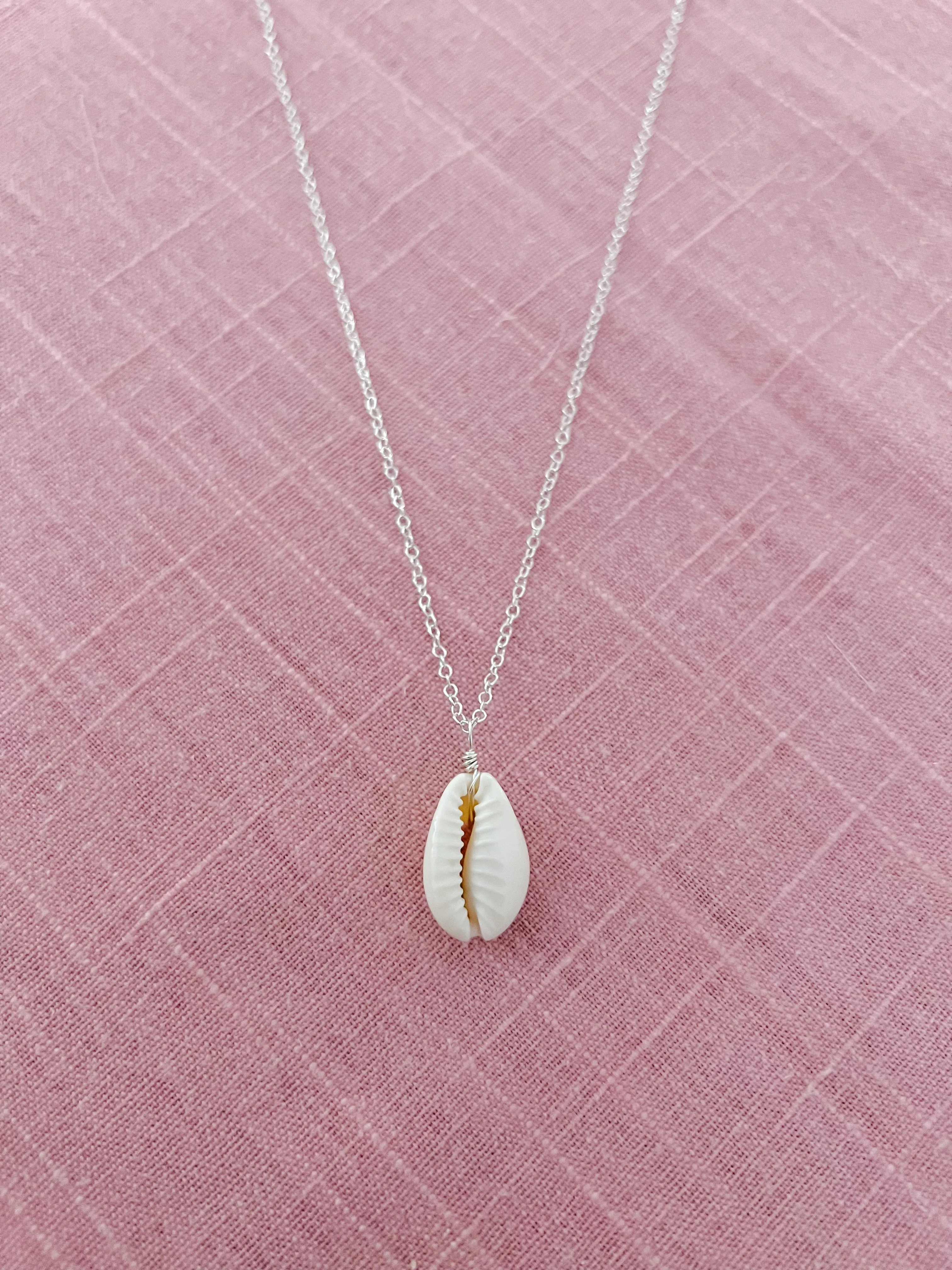 Sterling Silver Cowrie Shell Necklace sold by Mermaid & Me