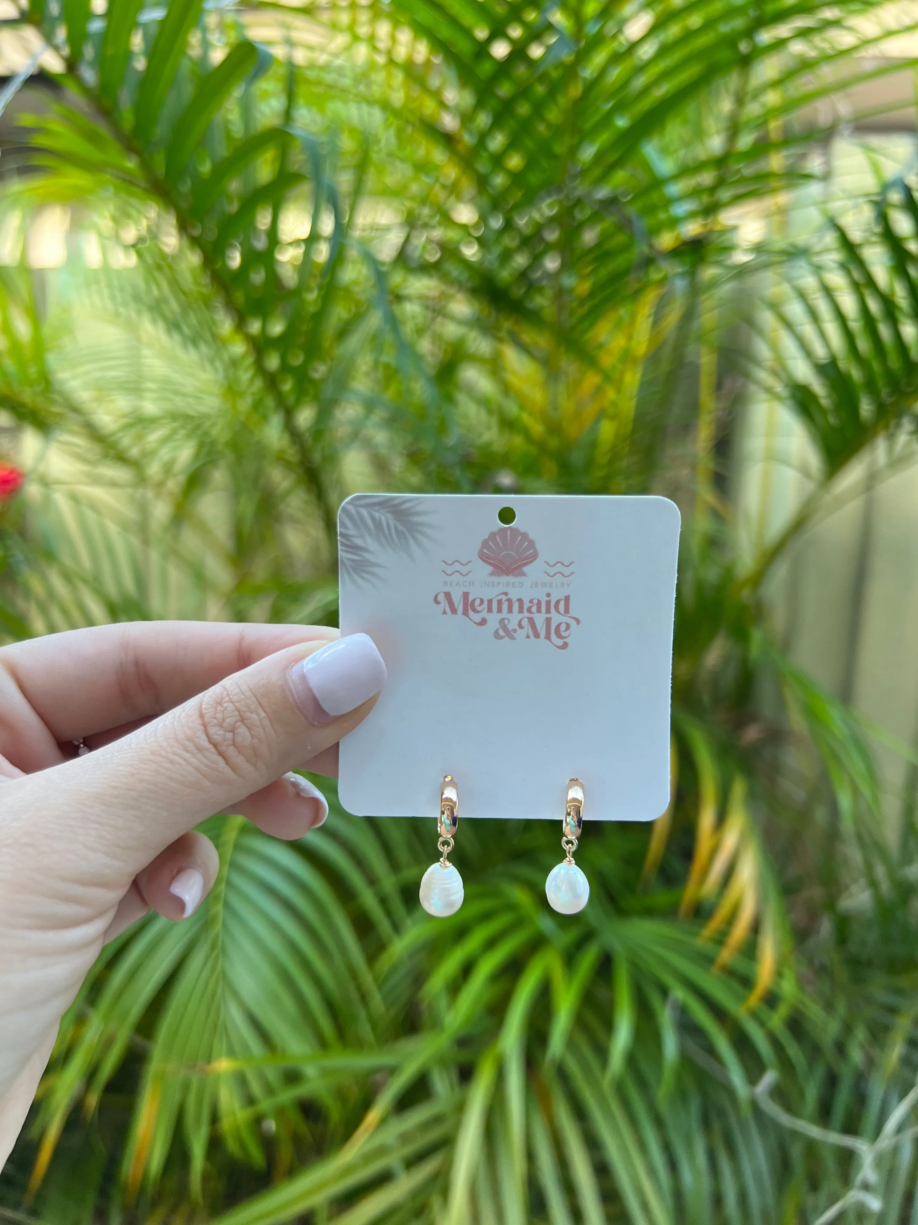 Freshwater Pearl Huggie Earrings sold by Mermaid & Me product image thumbnail 2