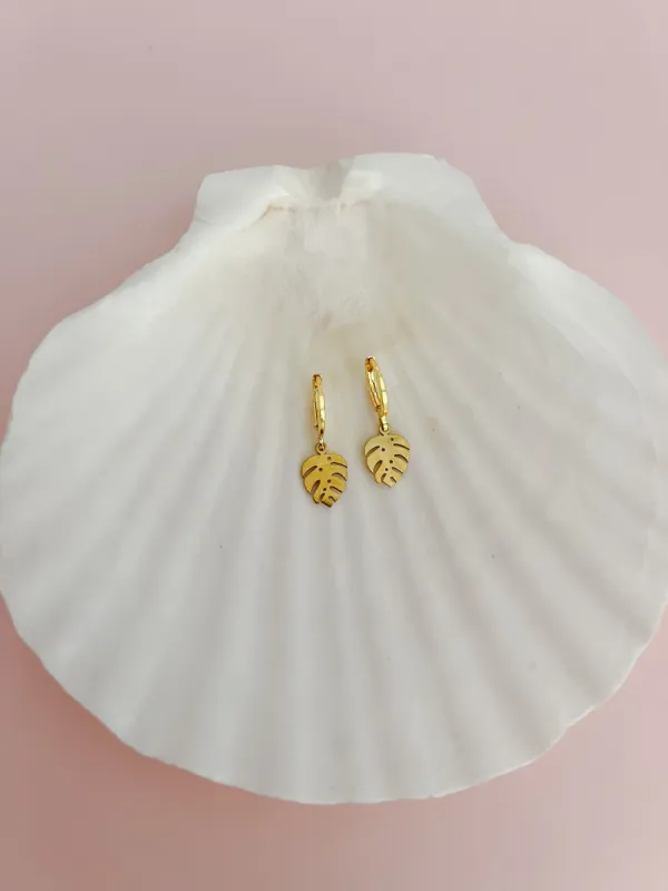 Mini Monstera Earrings sold by Mermaid & Me