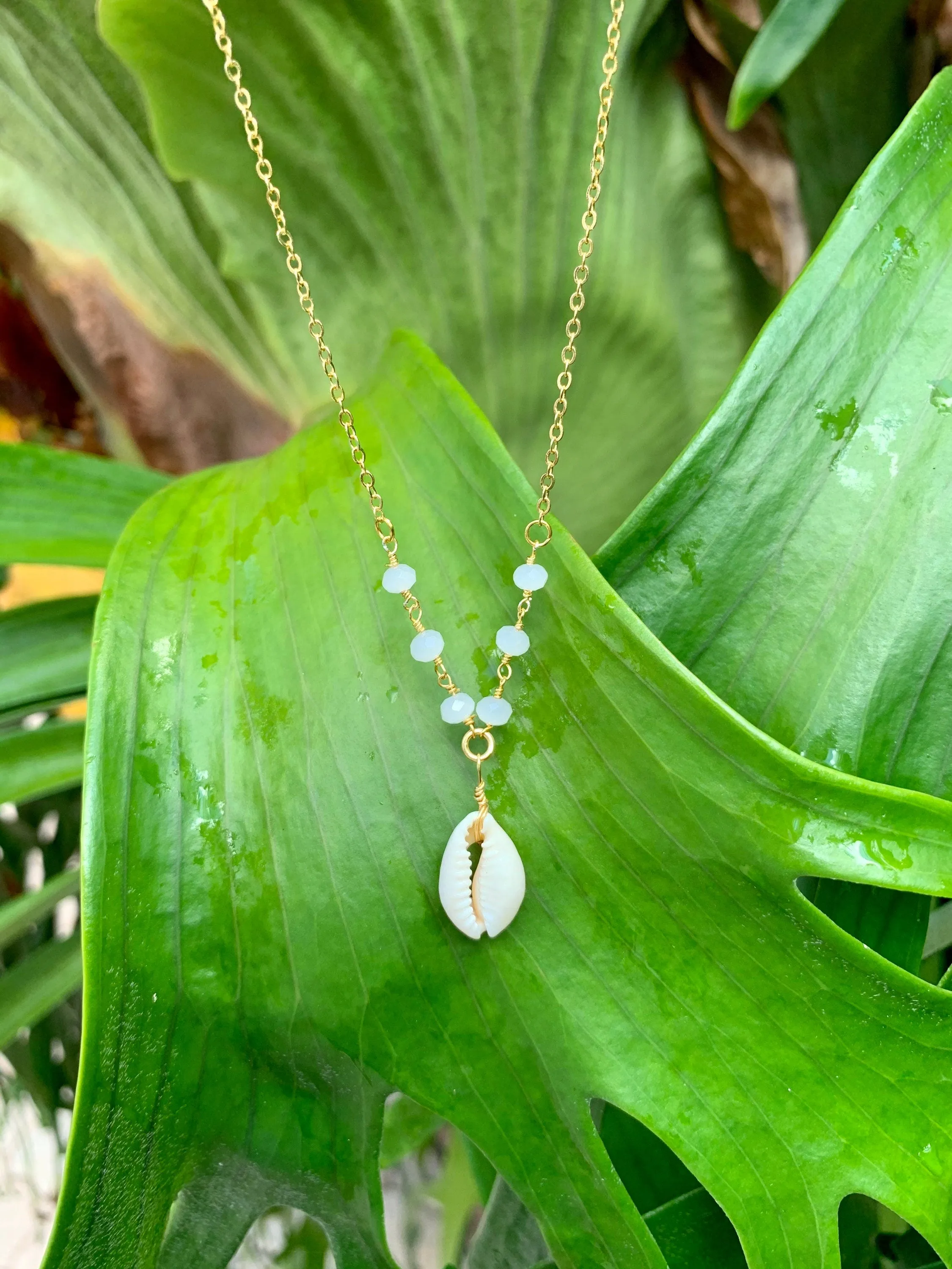 Cowrie Shell with Beaded Chain Necklace sold by Mermaid & Me product image thumbnail 5