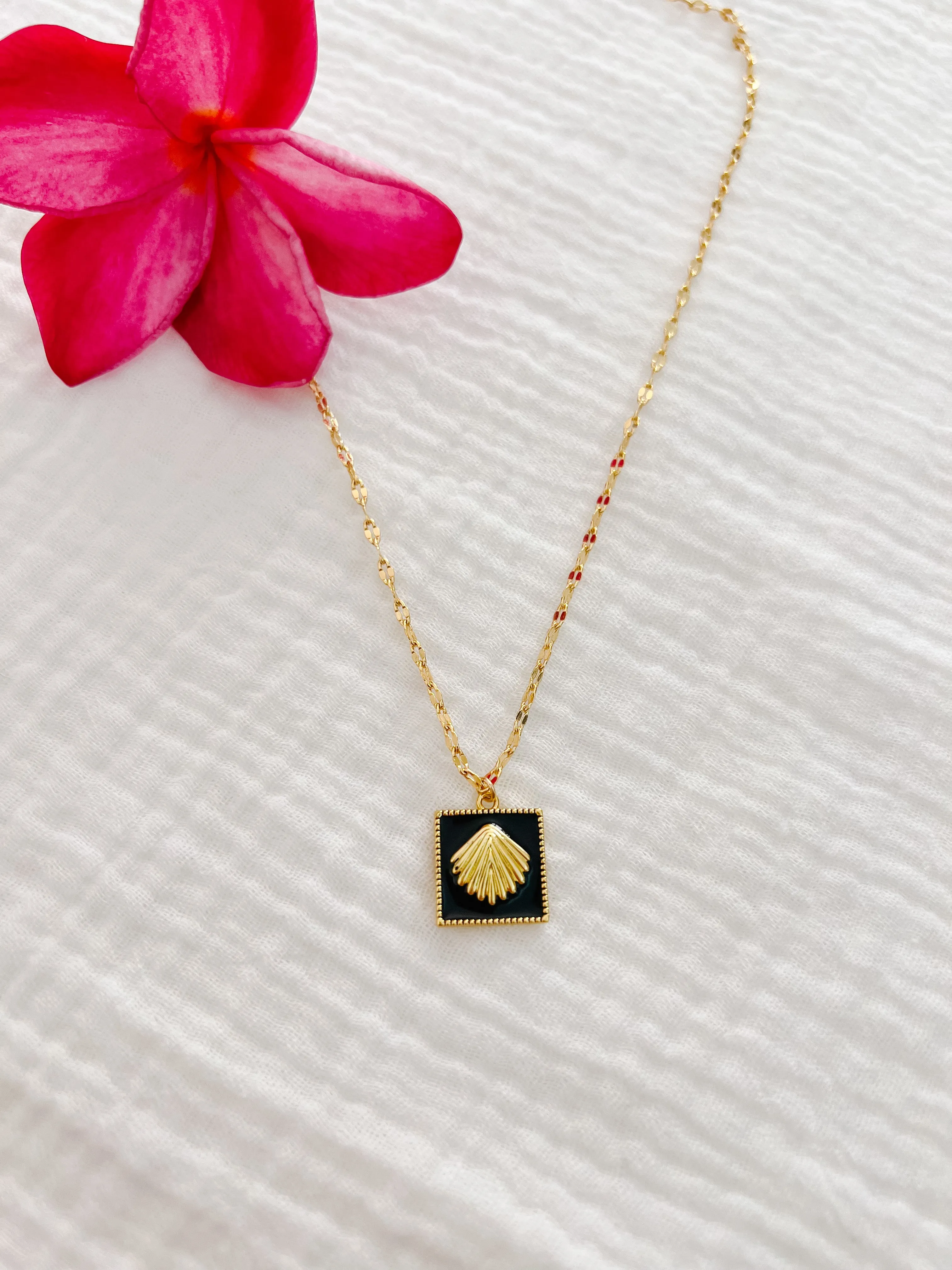 Black & Gold Shell Necklace sold by Mermaid & Me