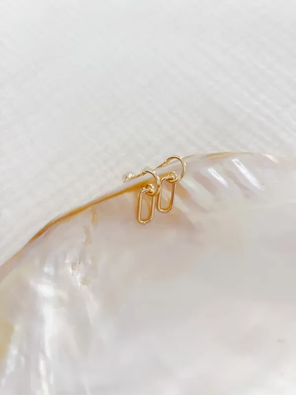 Small Paper Clip Huggie Post Earrings sold by Mermaid & Me