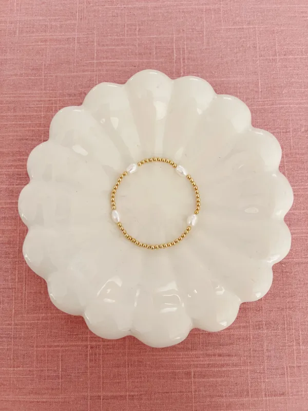 Oval Pearl & Gold Filled Bracelet sold by Mermaid & Me