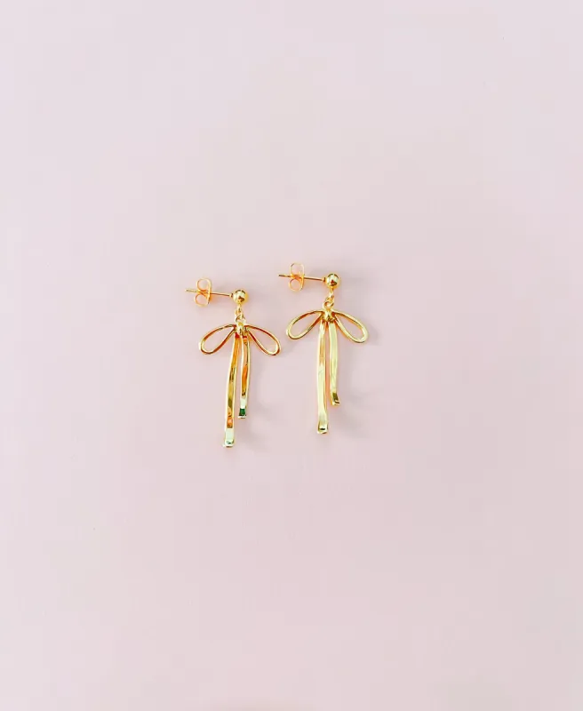 Gold Bow Earrings sold by Mermaid & Me