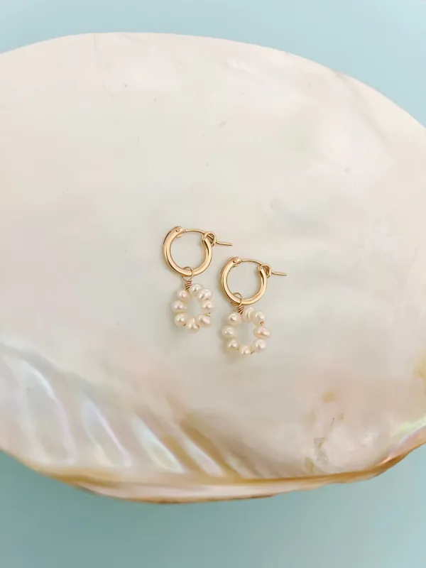 Pearl Flower Gold Filled Earrings sold by Mermaid & Me