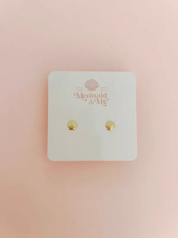 Tiny Gold Filled Scallop Seashell Stud Post Earrings sold by Mermaid & Me