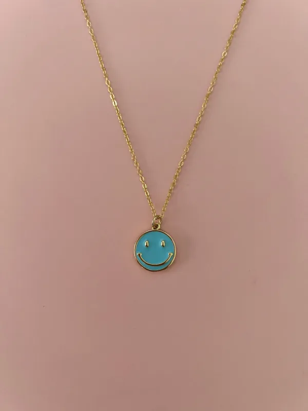 Blue Smiley Face Necklace sold by Mermaid & Me