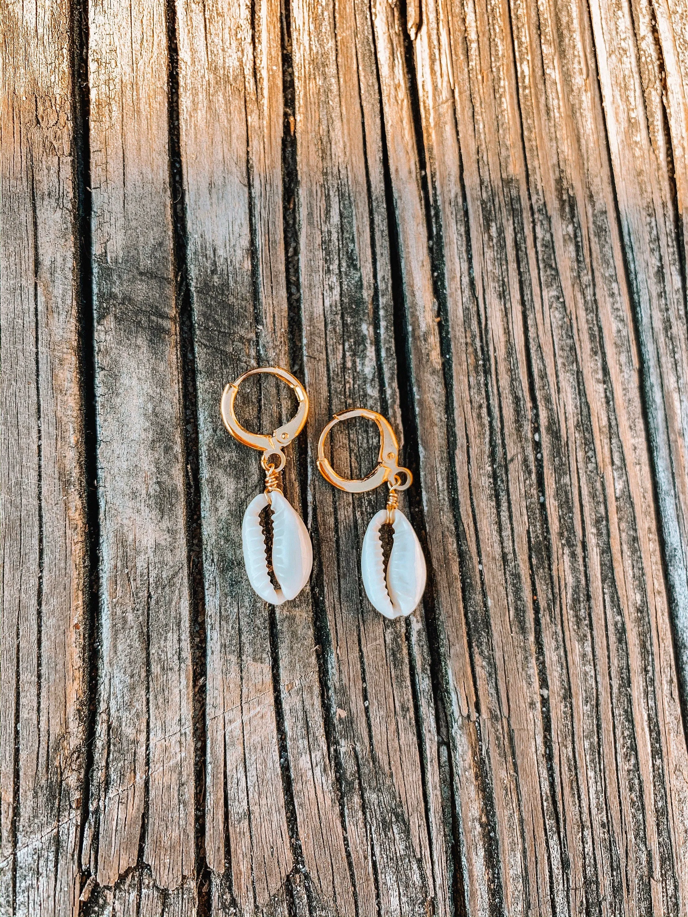 Cowrie Shell Huggie Hoop Earrings sold by Mermaid & Me product image thumbnail 4