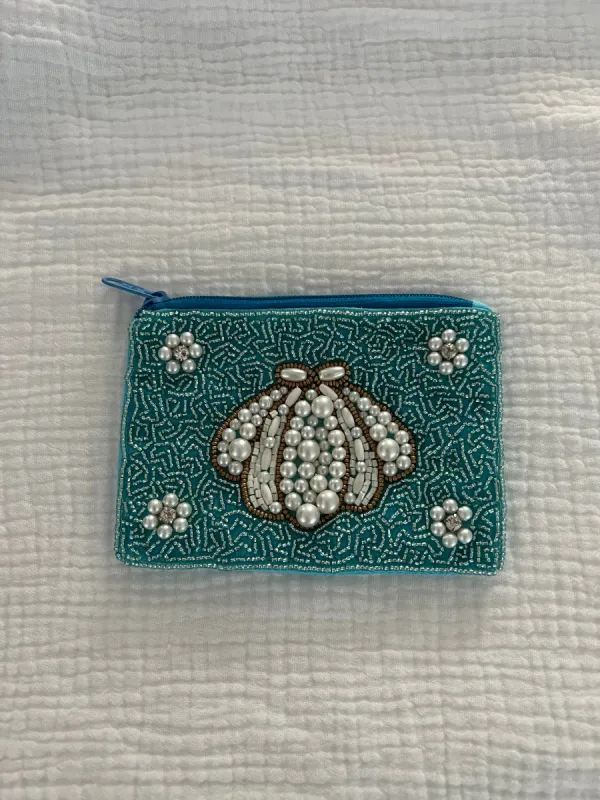 Small Blue Beaded Seashell Pouch sold by Mermaid & Me