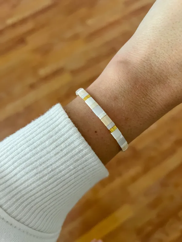Neutrals & Gold Tile Bracelet sold by Mermaid & Me