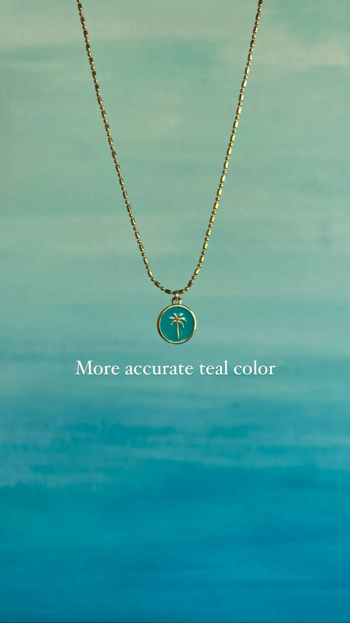 Teal Palm Tree Necklace sold by Mermaid & Me product image thumbnail 2