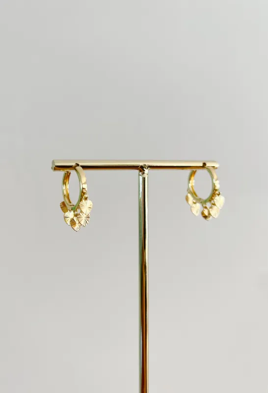 Gold Dangly Heart Earring Hoops sold by Mermaid & Me