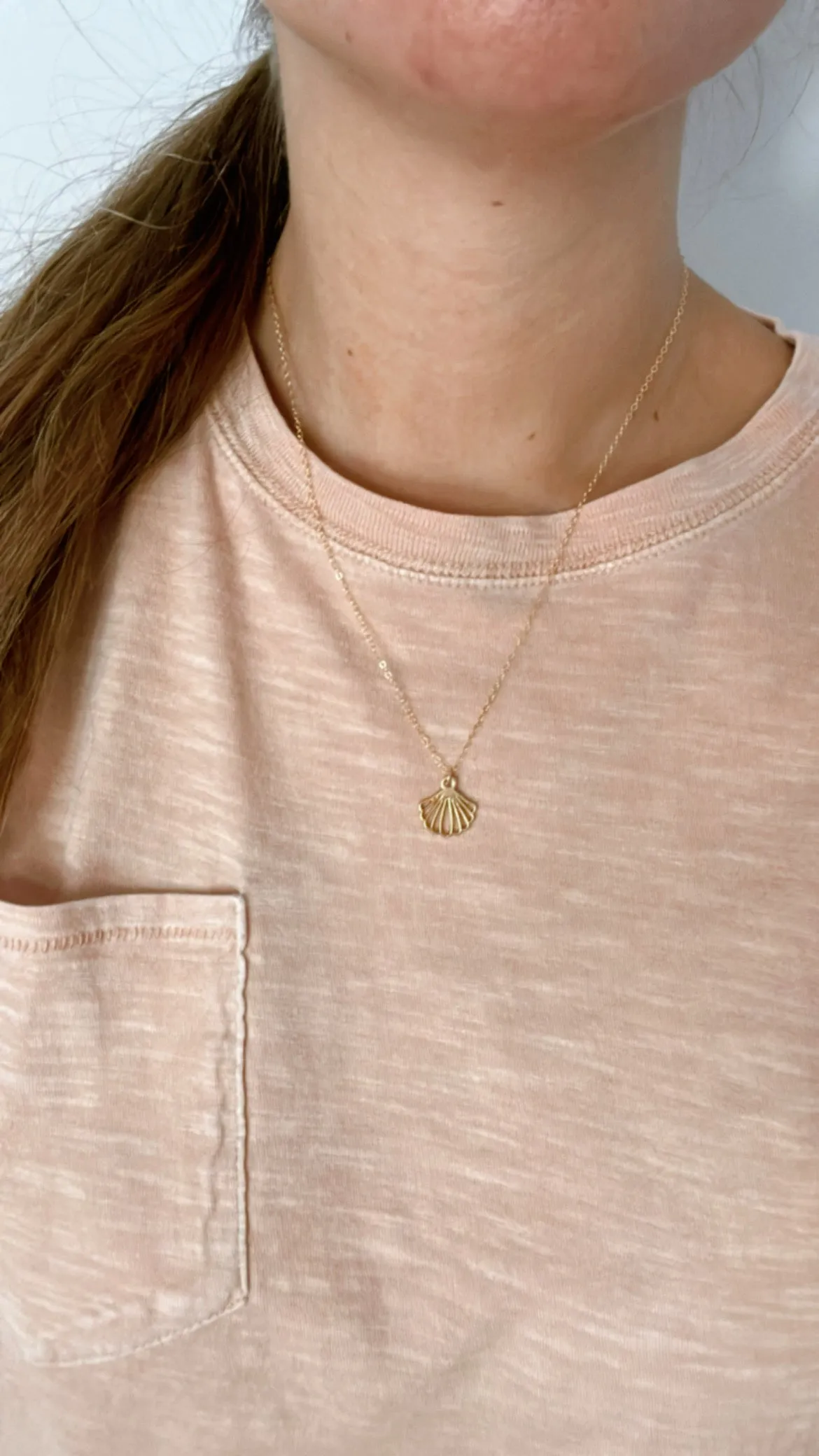 Gold Seashell Fan Necklace sold by Mermaid & Me product image thumbnail 3