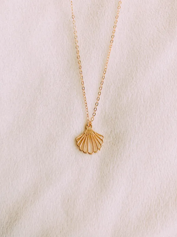 Gold Seashell Fan Necklace sold by Mermaid & Me