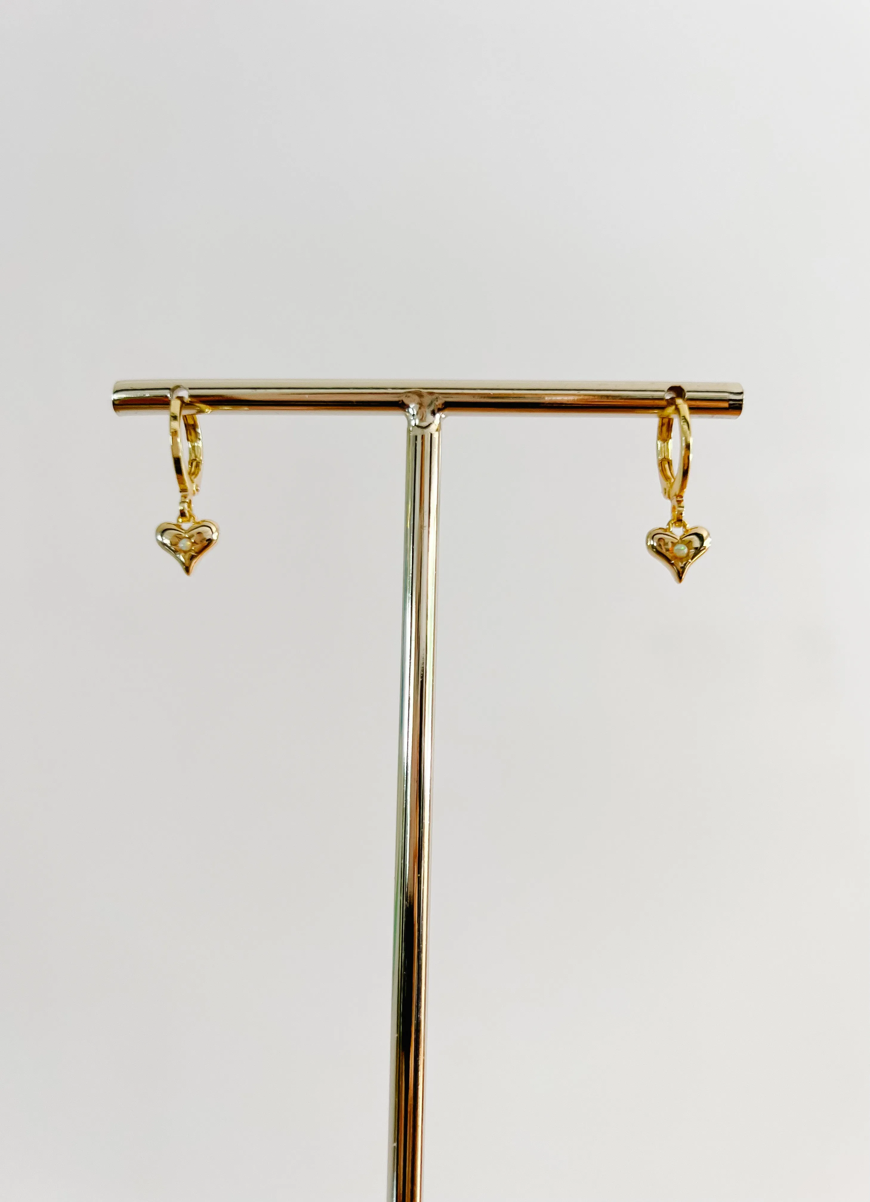 Tiny Heart Earrings with Opal sold by Mermaid & Me