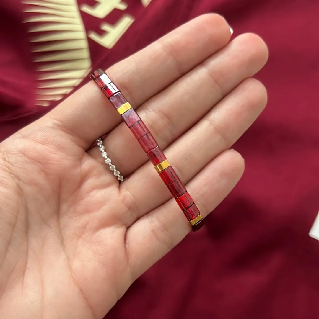 Garnet and Gold Tile Bracelet sold by Mermaid & Me product image thumbnail 2