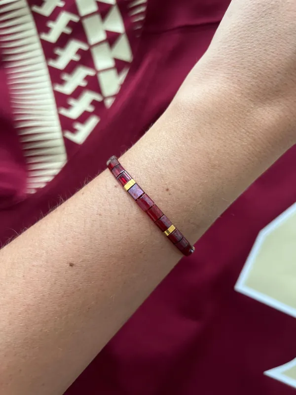 Garnet and Gold Tile Bracelet sold by Mermaid & Me