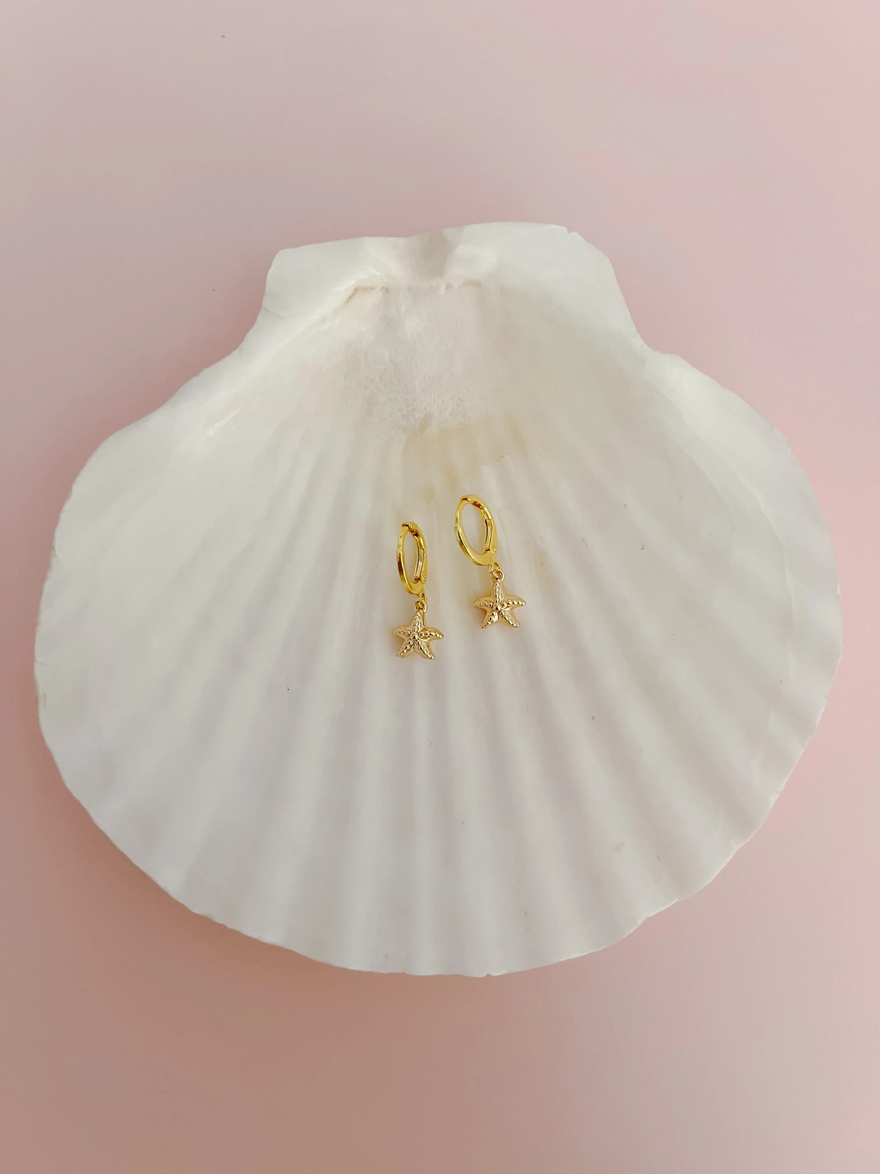 Small Chunky Starfish Huggie Hoop Earrings sold by Mermaid & Me