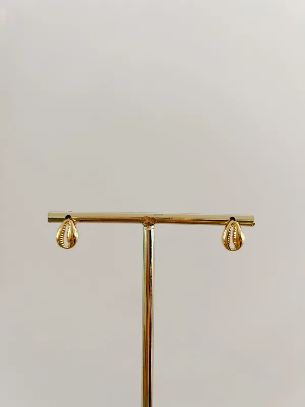 Mini Gold Cowrie Post Earrings sold by Mermaid & Me