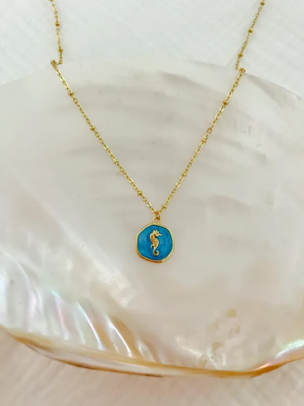 Blue Seahorse Necklace sold by Mermaid & Me