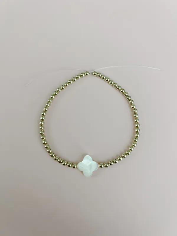 Gold Filled Quatrefoil Beaded Bracelet sold by Mermaid & Me