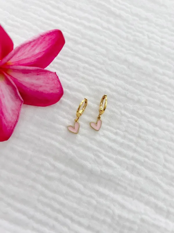 Tiny Pink Heart Earrings sold by Mermaid & Me