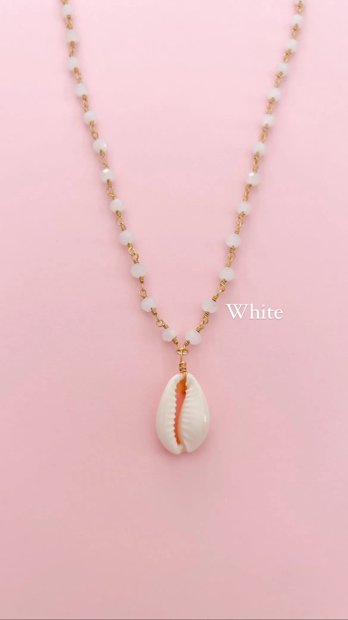Cowrie Shell Vertical Beaded Chain Necklace sold by Mermaid & Me product image thumbnail 3