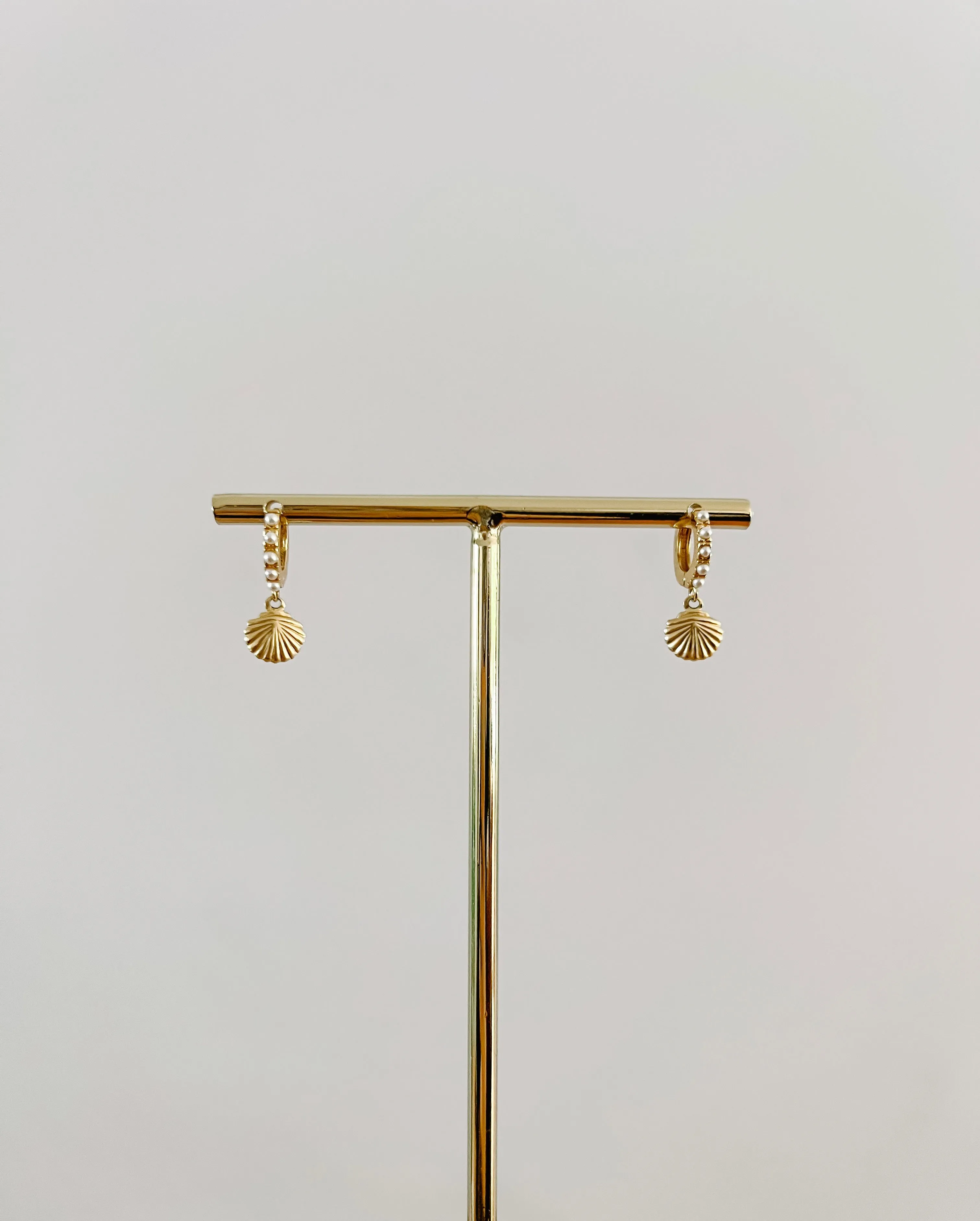 Pearl & Shell Huggie Earrings sold by Mermaid & Me