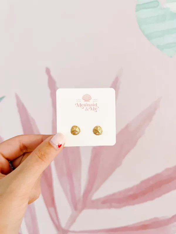 Gold Filled Sand Dollar Stud Post Earrings sold by Mermaid & Me