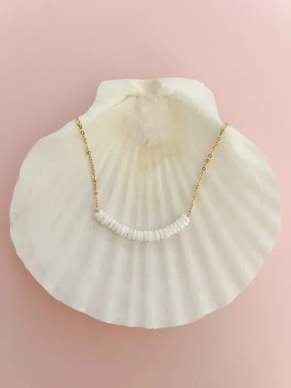 White Heishi Shell Necklace sold by Mermaid & Me