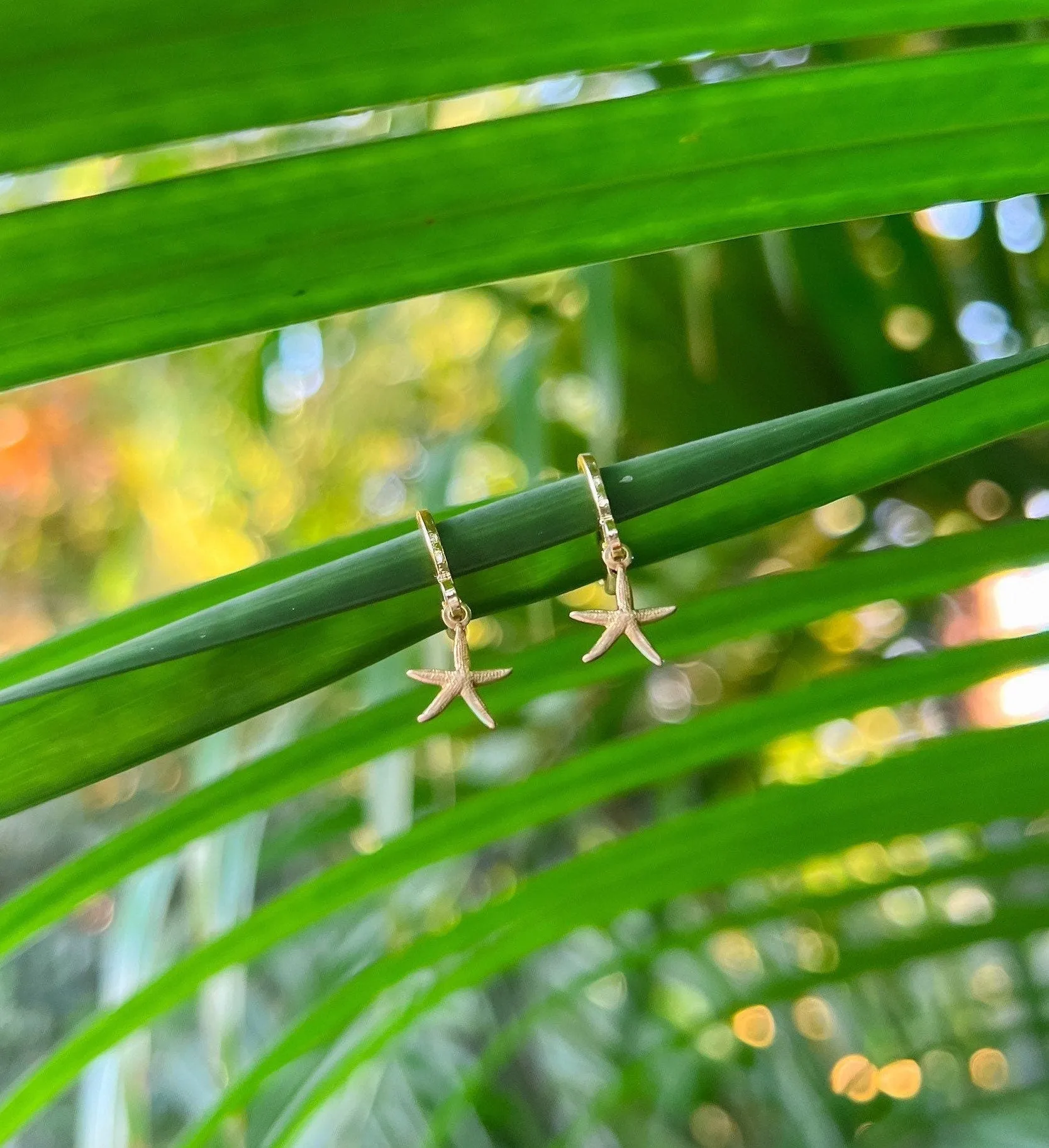 Tiny Gold Starfish Huggie Hoop Earrings sold by Mermaid & Me