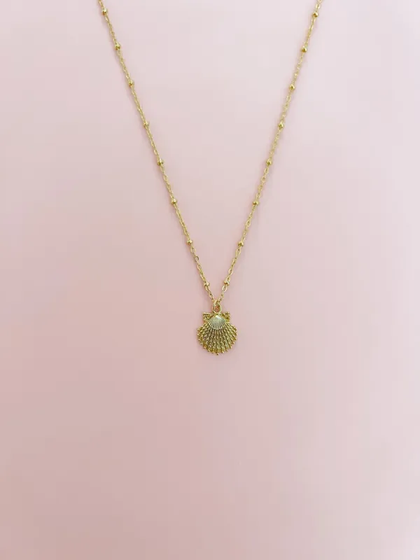 Small Gold Scallop Shell Necklace sold by Mermaid & Me