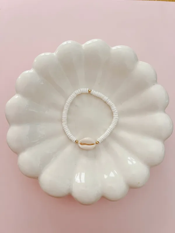 Heishi Shell & Cowrie Shell Bracelet sold by Mermaid & Me