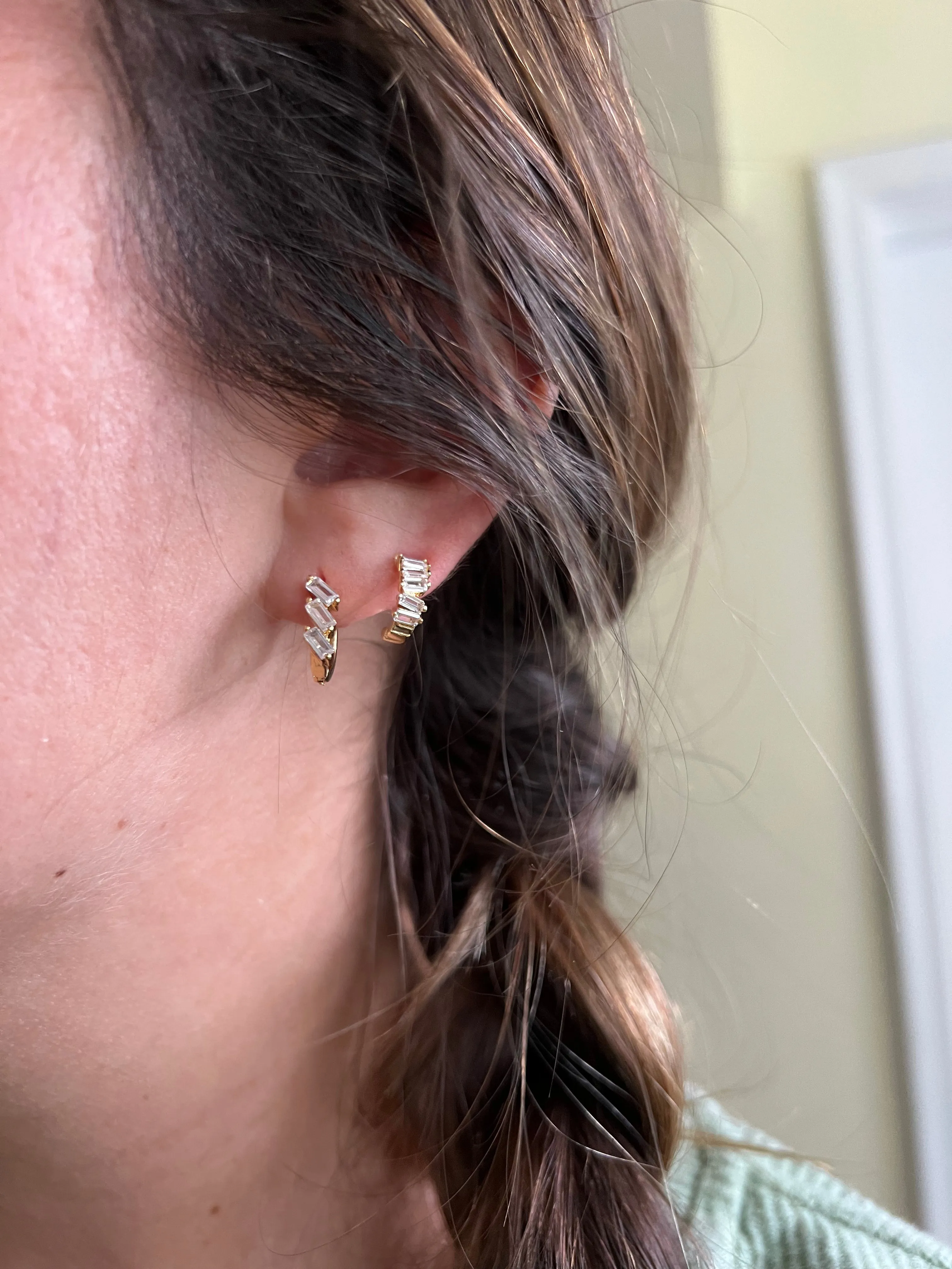 3 Baguette Huggie Earrings sold by Mermaid & Me product image thumbnail 2