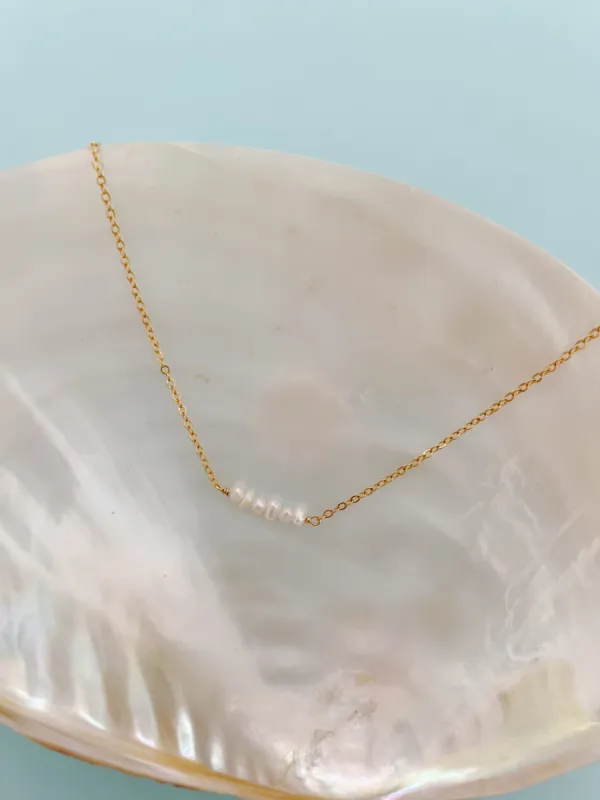 Gold Filled Tiny Pearl Necklace sold by Mermaid & Me
