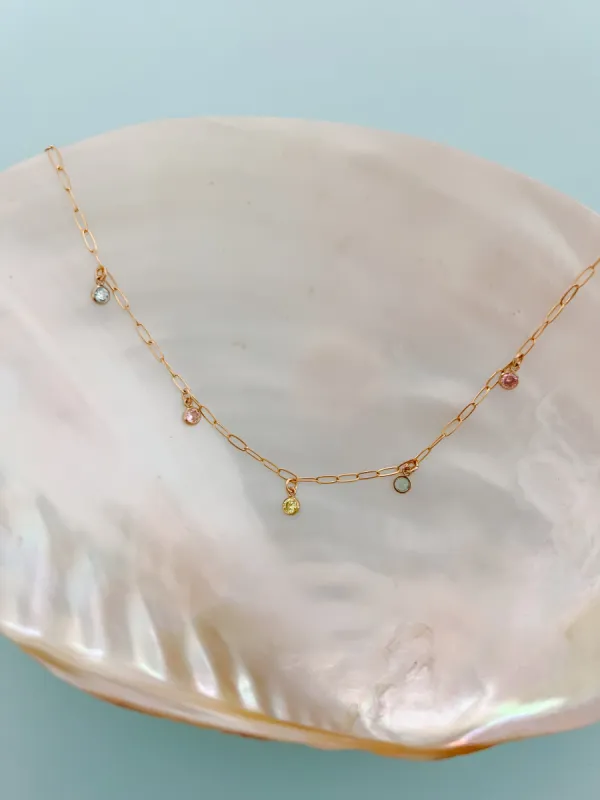 Gold Filled Dainty Confetti Cz Charm Necklace sold by Mermaid & Me