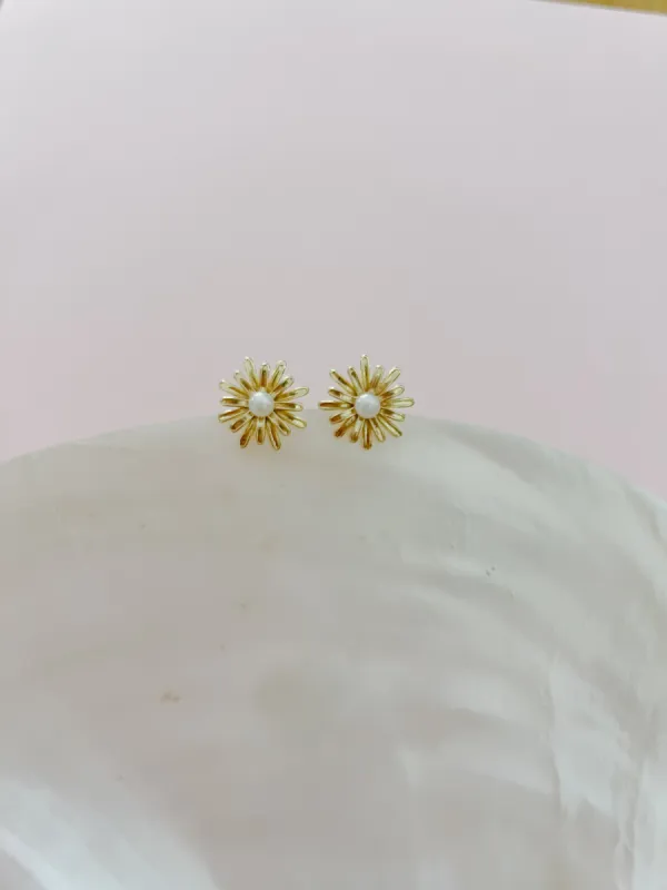 Sunflower Pearl Stud Earrings sold by Mermaid & Me