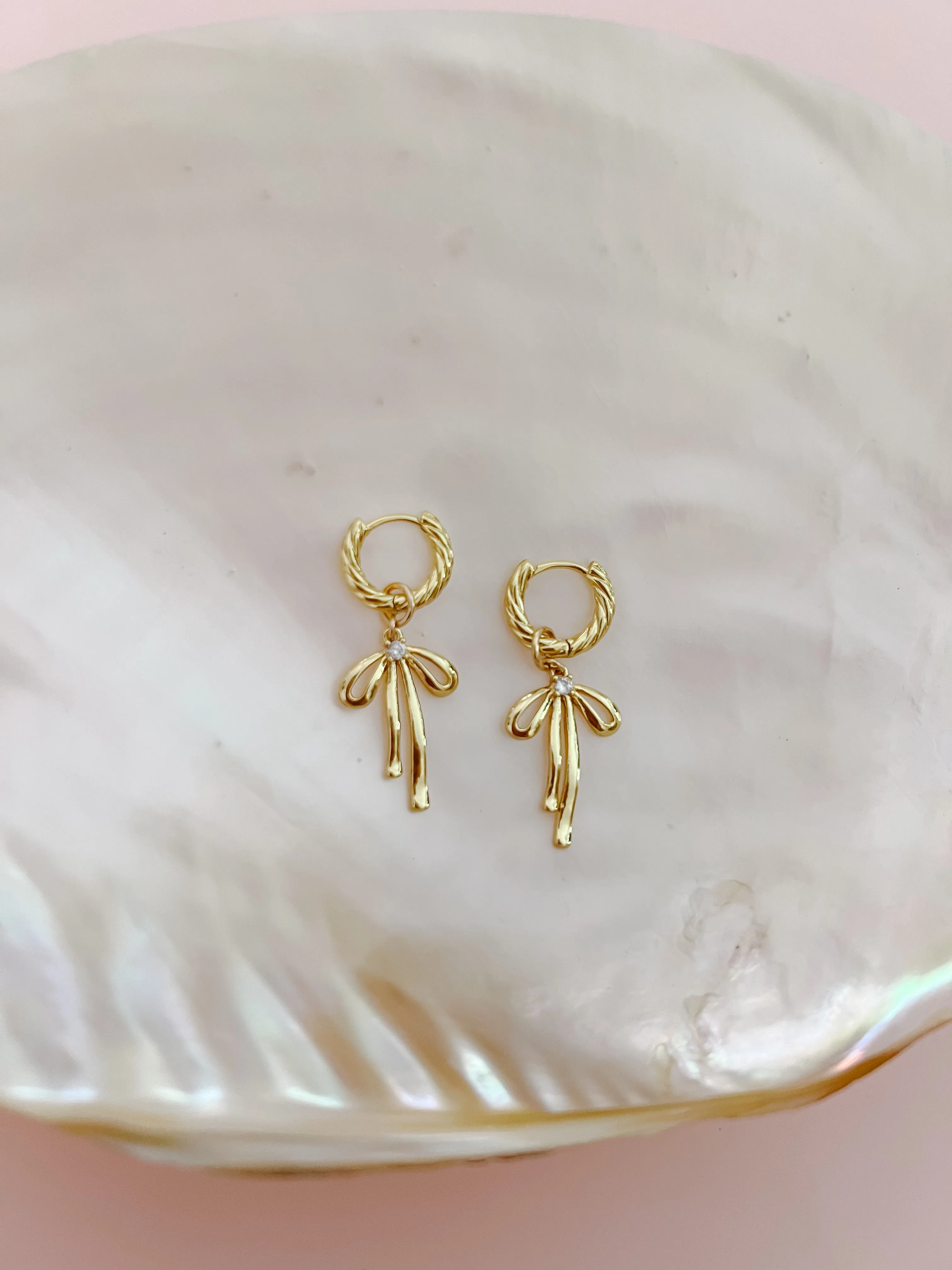 Small Bow Hoop Earrings sold by Mermaid & Me