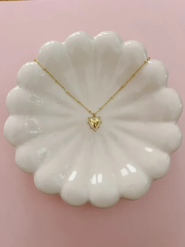 White & Gold Heart Necklace sold by Mermaid & Me