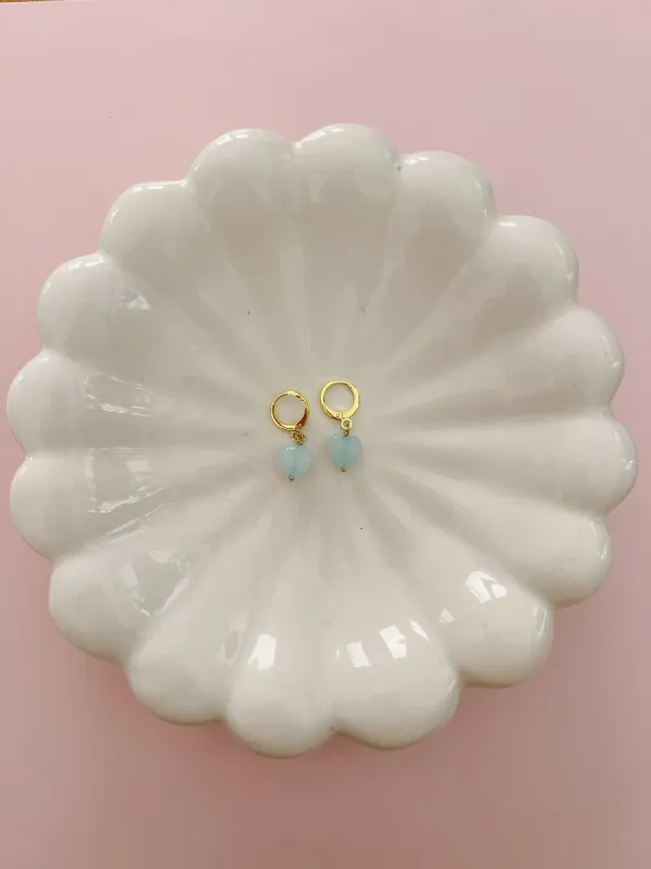 Light Blue Heart Earrings sold by Mermaid & Me